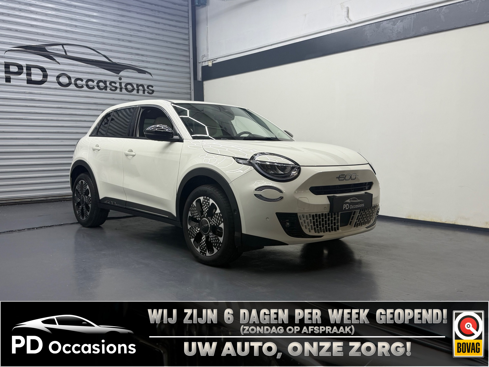Fiat 600 1.2 Hybrid 145PK la Prima – Wit leer – Elek. Achterklep – ACC – Dodehoek