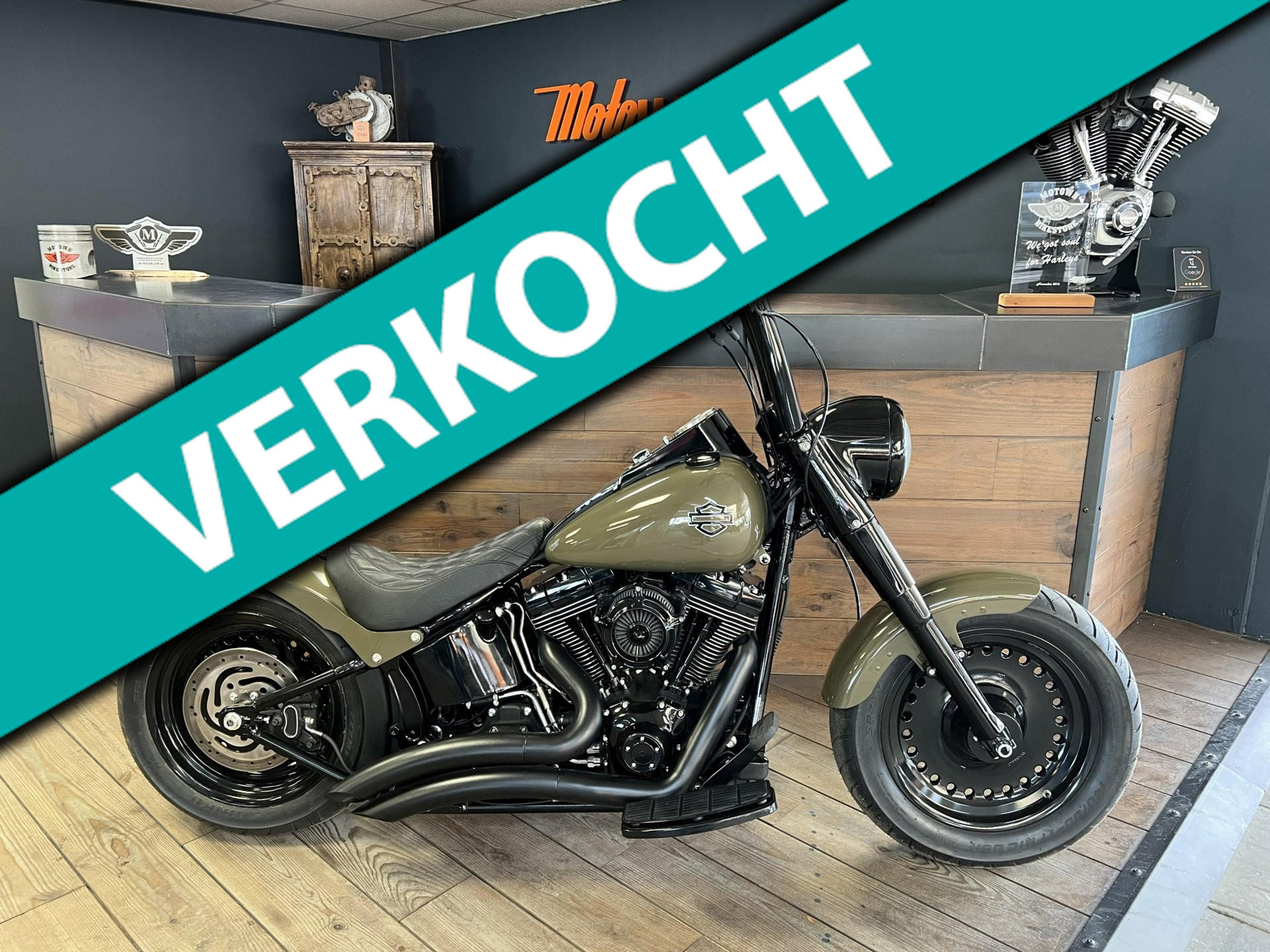 Harley-Davidson FLSTF Fatboy Special Custom Black Edition Olive Green Vance & Hines